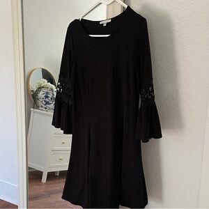 Chic Black Long Sleeve Dress with Lace Detail